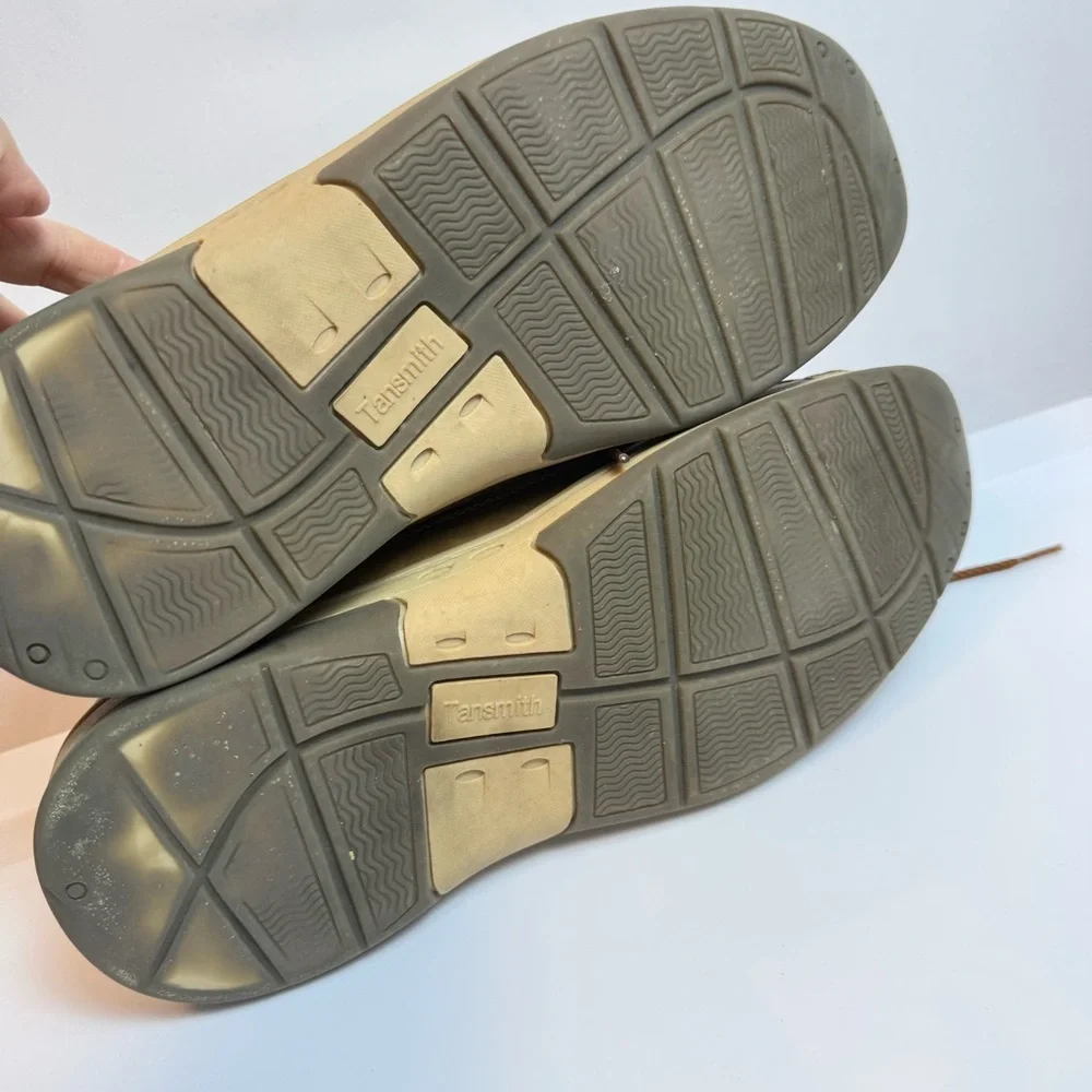 Tansmith Mens Tan Boat Shoes sz 8.5 Boho Casual Lace‎ Up Simulated Leather Mesh